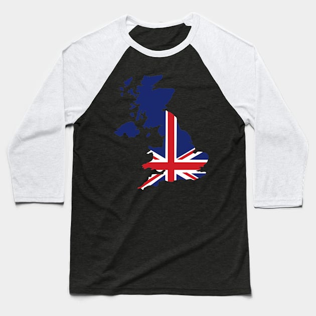 Great Britain UK map flag Baseball T-Shirt by Designzz